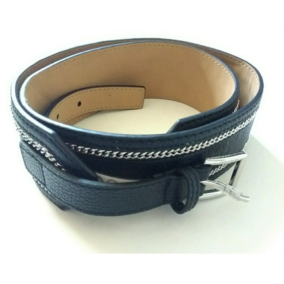 New! MICHAEL KORS Leather Belt with Chain-inlay - Picture 4 of 5